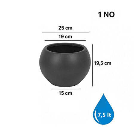 Omnipazar SO-KURS1 Dekoratif Modern Yuvarlak Küre Saksı 7.5 litre No 1 
