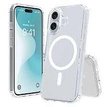 iPhone 14 ile uyumlu Kılıf Crystal Clear Magsafe ile uyumlu Wireless Şarj