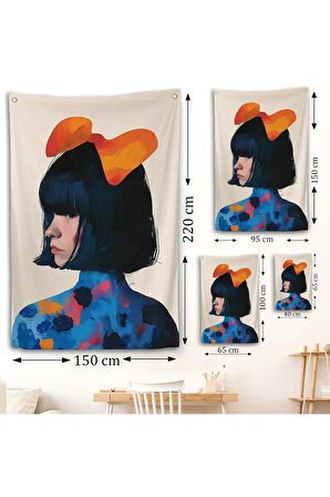 Küt Saçlı Güzel Kadın Duvar Örtüsü-7607