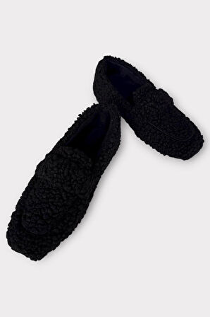 Ultra Yumuşak Peluş Ses Yapmaz Hafif Taban Ev Babeti Kadın Panduf SİYAH