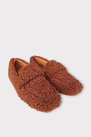 Ultra Yumuşak Peluş Ses Yapmaz Hafif Taban Ev Babeti Kadın Panduf KAHVERENGİ