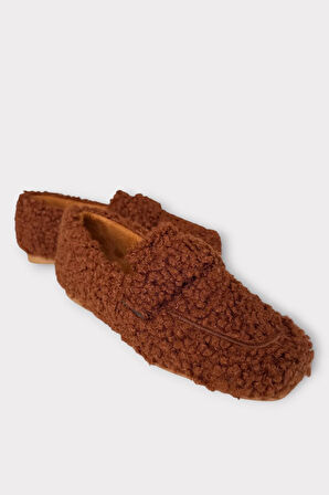 Ultra Yumuşak Peluş Ses Yapmaz Hafif Taban Ev Babeti Kadın Panduf KAHVERENGİ