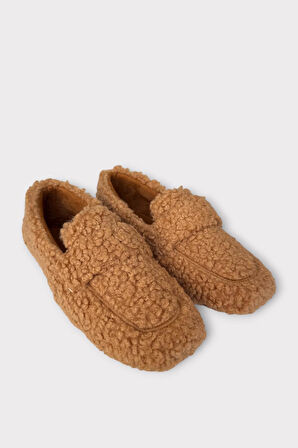 Ultra Yumuşak Peluş Ses Yapmaz Hafif Taban Ev Babeti Kadın Panduf VİZON