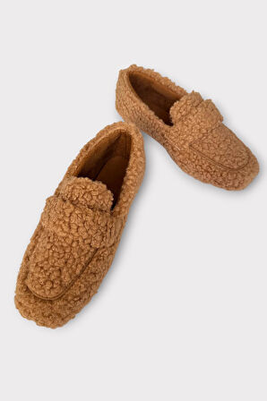 Ultra Yumuşak Peluş Ses Yapmaz Hafif Taban Ev Babeti Kadın Panduf VİZON