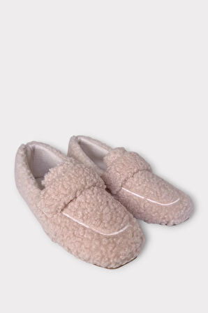 Ultra Yumuşak Peluş Ses Yapmaz Hafif Taban Ev Babeti Kadın Panduf PUDRA