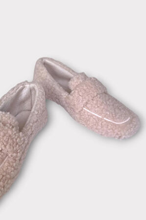 Ultra Yumuşak Peluş Ses Yapmaz Hafif Taban Ev Babeti Kadın Panduf PUDRA