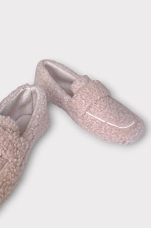 Ultra Yumuşak Peluş Ses Yapmaz Hafif Taban Ev Babeti Kadın Panduf PUDRA