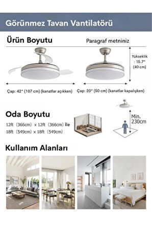 Dlc Zonda 107 Cm Gümüş Renk Led Tavan Vantilatörü
