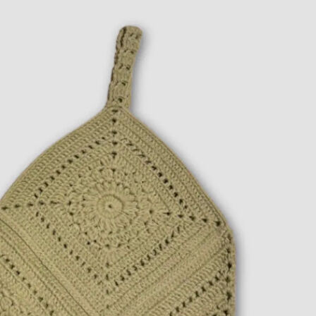 Uretti - Yıldız 7202 - El Örgüsü Crop Büstiyer Bikini Üstü Motif - Yeşil