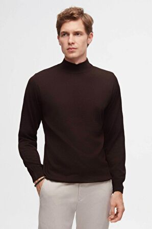 Ds Damat Regular Fit Kahverengi Düz Örgü Kazak 3HF062436275M