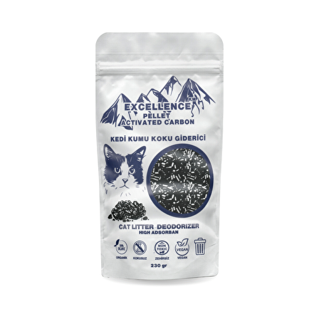 DOĞSEK Kedi Kumu Koku Giderici Excellence KM Pellet Activated Carbon 230 gr Kömür Bazlı Pelet Aktif Karbon