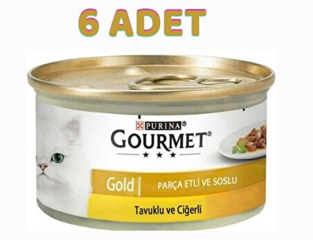 Gourmet Gold Tavuk Ciğer Parça Etli Kedi Konservesi 6x85 Gr