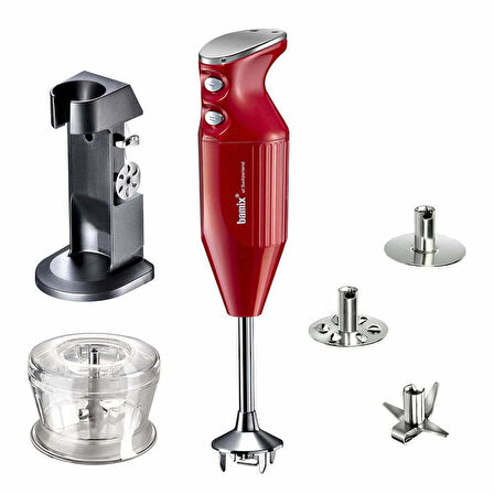 BAMİX® M200 DELUXE EL BLENDER SETİ ÖMÜR BOYU MOTOR GARANTİLİ C GÖVDE 200W KIRMIZI METALIK- KROM