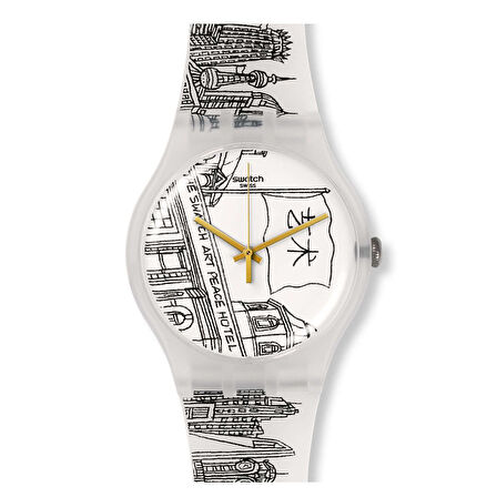 Swatch BLACK & WHITE THE SWATCH ART PEACE HOTEL SUOZ197 Kol Saati
