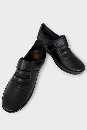 Cırtlı Ortopedik Anne Kadın Casual Ayakkabı SİYAH