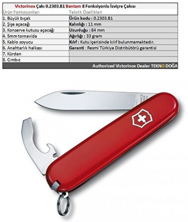 Victorinox Çakı 0.2303.B1 Bantam 8 Fonksiyon İsviçre Çakısı