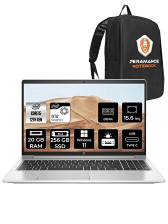 HP Probook 450 G9 i5 1235U 20GB 256GB SSD FDOS 15.6" FHD W11HOME 6A178EA & PER4 ÇANTA