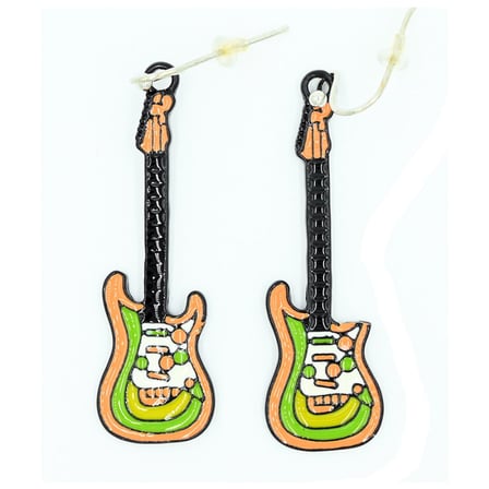Diyez Müzik Renkli Elektrik Gitar Şeklinde Müzik Temalı Küpe