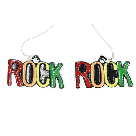 Diyez Müzik Renkli 'Rock' Yazılı Müzik Temalı Küpe