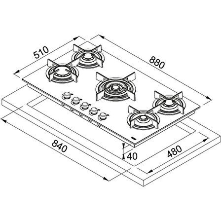 Franke FHCR 905 Gazlı Ankastre Ocak