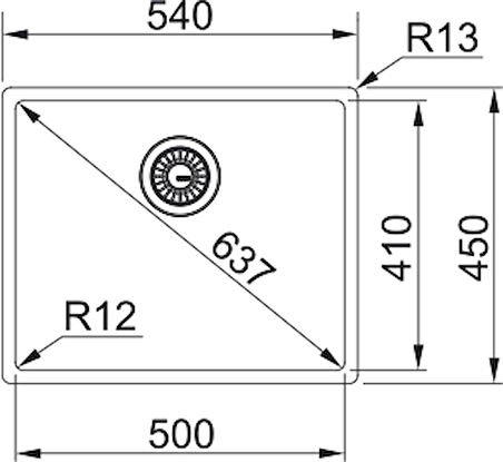 Franke Box BXX 210-50 Çelik Evye, Tek Gözlü, Damlalıksız, Tezgah,Altı, Üstü, Sıfır