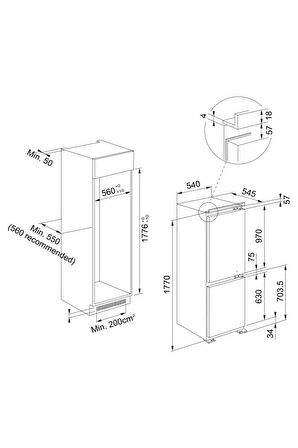 Franke FCB 320 NE E 2 Kapılı Ankastre Buzdolabı