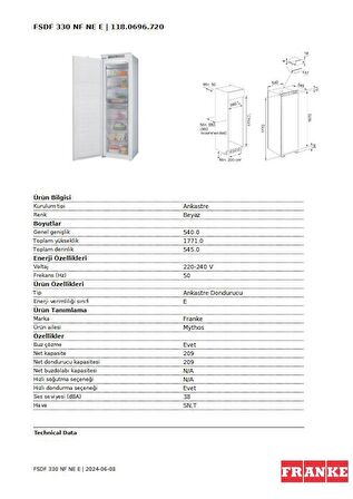 Ankastre Dondurucu FSDF 330 NF NE E