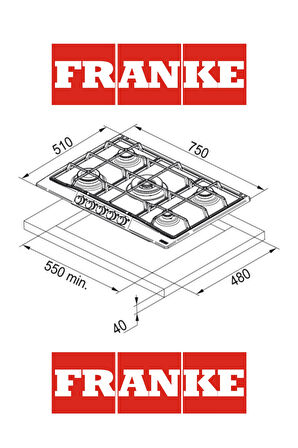 Franke Classicline FCH 755 4G TC PW C Krem Ankastre Ocak