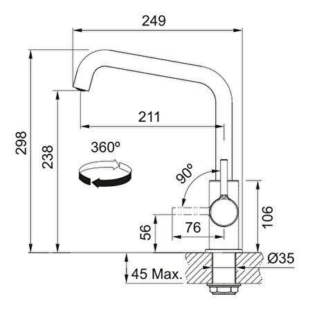 Franke Lina U, Mutfak Armatürü, Krom