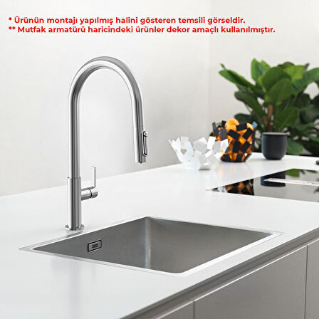 Franke Clear Water, Krom, Spiralli Mutfak Armatürü, Arıtma Cihazına Bağlanabilir ( ARITMA SİSTEMİ FİYATA DAHİLDİR.)