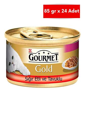 Gourmet Gold Sığır Etli ve Tavuklu  Çifte Lezzet Kedi Konservesi 85 gr x 24 Adet