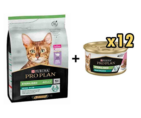 Pro Plan Hindili Kısırlaştırılmış  Kedi Maması 10 Kg + 12 Adet Proplan Sterilised Ton ve Somonlu Kısırlaştırılmış Kedi Konservesi 85 Gr