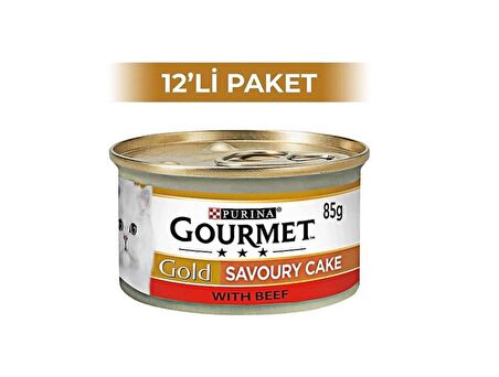 Gourmet Gold Savoury Cake Sığır Etli Kedi Konservesi 85 Gr x 12 Adet