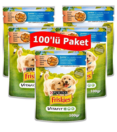 Friskies Junior Tavuklu ve Havuçlu Yavru Yaş Köpek Maması 100 gr*100 Adet