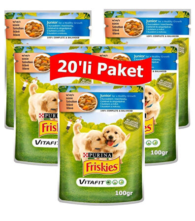 Friskies Junior Tavuklu ve Havuçlu Yavru Yaş Köpek Maması 100 gr*20 Adet