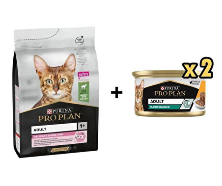Pro Plan Delicate Kuzulu Yetişkin Kedi Maması 10 Kg + 2 Adet Pro Plan Tavuklu Kedi Konservesi 85 Gr