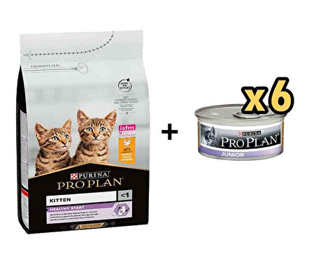 Pro Plan Kitten Tavuklu Yavru Kedi Maması 3 Kg + 6 Adet Proplan Junior Tavuk Etli Yavru Kedi Maması 85 Gr