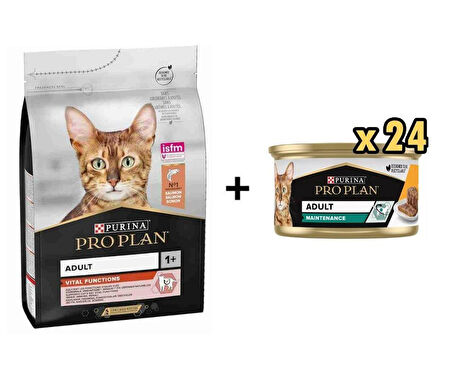 Pro Plan Somonlu Kedi Maması 1.5 Kg + 24 Adet Proplan Adult Tavuk Etli Yetişkin Kedi Konservesi 85 Gr