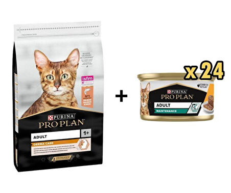 Pro Plan Elegant Somonlu Yetişkin Kedi Maması 3 kg + 24 Adet Proplan Adult Tavuk Etli Yetişkin Kedi Konservesi 85 Gr 
