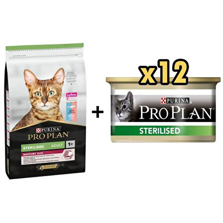 Pro Plan Kısırlaştırılmış Morina ve Okyanus Balıklı Yetişkin Kuru Kedi Maması 10 KG + 12 Adet Proplan Sterilised Ton ve Somonlu Kısırlaştırılmış Kedi Konservesi 85 Gr