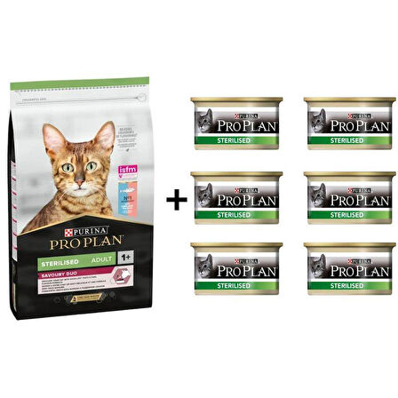 Pro Plan Kısırlaştırılmış Morina ve Okyanus Balıklı Yetişkin Kuru Kedi Maması 10 KG + 6 Adet Proplan Sterilised Ton ve Somonlu Kısırlaştırılmış Kedi Konservesi 85 Gr