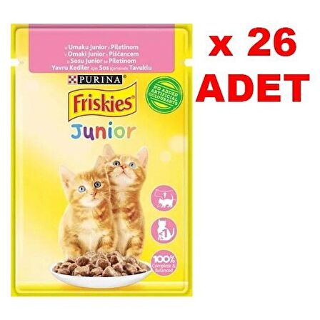 Purina Friskies Junior Tavuklu Soslu Pouch Yavru Kedi Yaş Maması 26 x 85 G