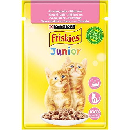 Purina Friskies Junior Tavuklu Soslu Pouch Yavru Kedi Yaş Maması 26 x 85 G