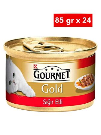 Gourmet Gold Parça Etli Soslu Sığır Etli Konserve 85 gr x 24 Adet