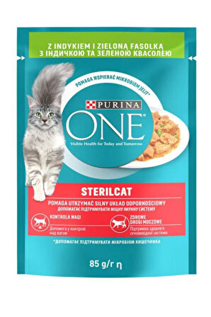 Purina One Kısırlaştırılmış Kediler için sos içerisinde hindili ve fasulyeli mini filetolar 26 adet