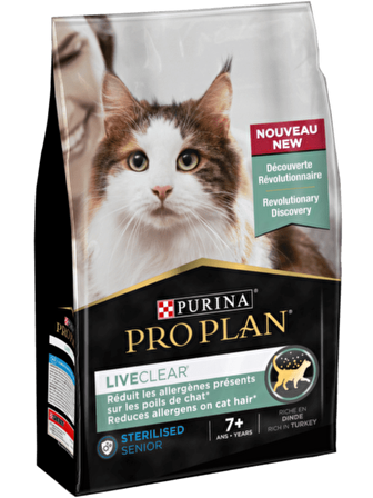 Pro Plan Liveclear +7 Hindili Alerjen Azaltan Kısırlaştırılmış Yaşlı Kedi Maması 1,4 Kg