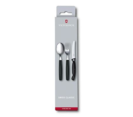 Victorinox Swiss Classic 3 Parça Çatal Bıçak Kaşık Seti Siyah