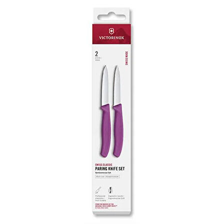 Victorinox 6.7695.2C1 Swiss Classic 2li Soyma Bıçağı Set, Mor