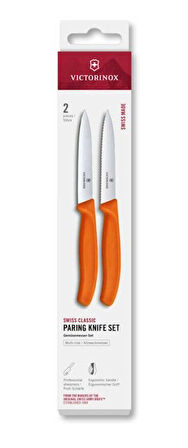 Victorinox 6.7799.2C1 Swiss Classic 2li 10cm Soyma Bıçağı Set, Turuncu