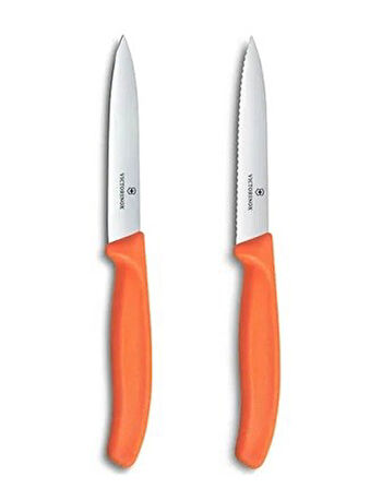 Victorinox 6.7799.2C1 Swiss Classic 2li 10cm Soyma Bıçağı Set, Turuncu